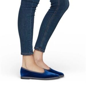 Women's Blue Velvet Ballet Flats